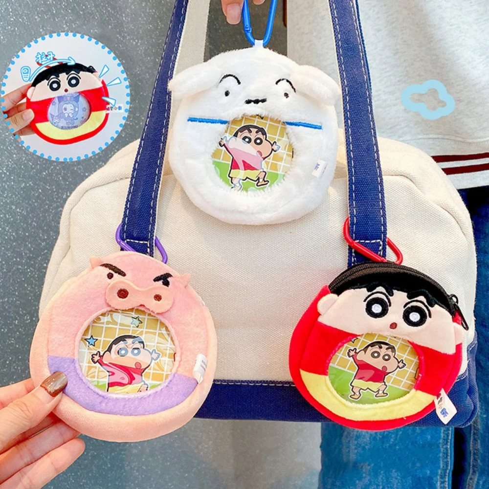 Genuino Crayon Shin-Chan monedero de felpa llavero estudiante auriculares portátiles Cable de datos bolsa de almacenamiento bolsa regalos para niñas