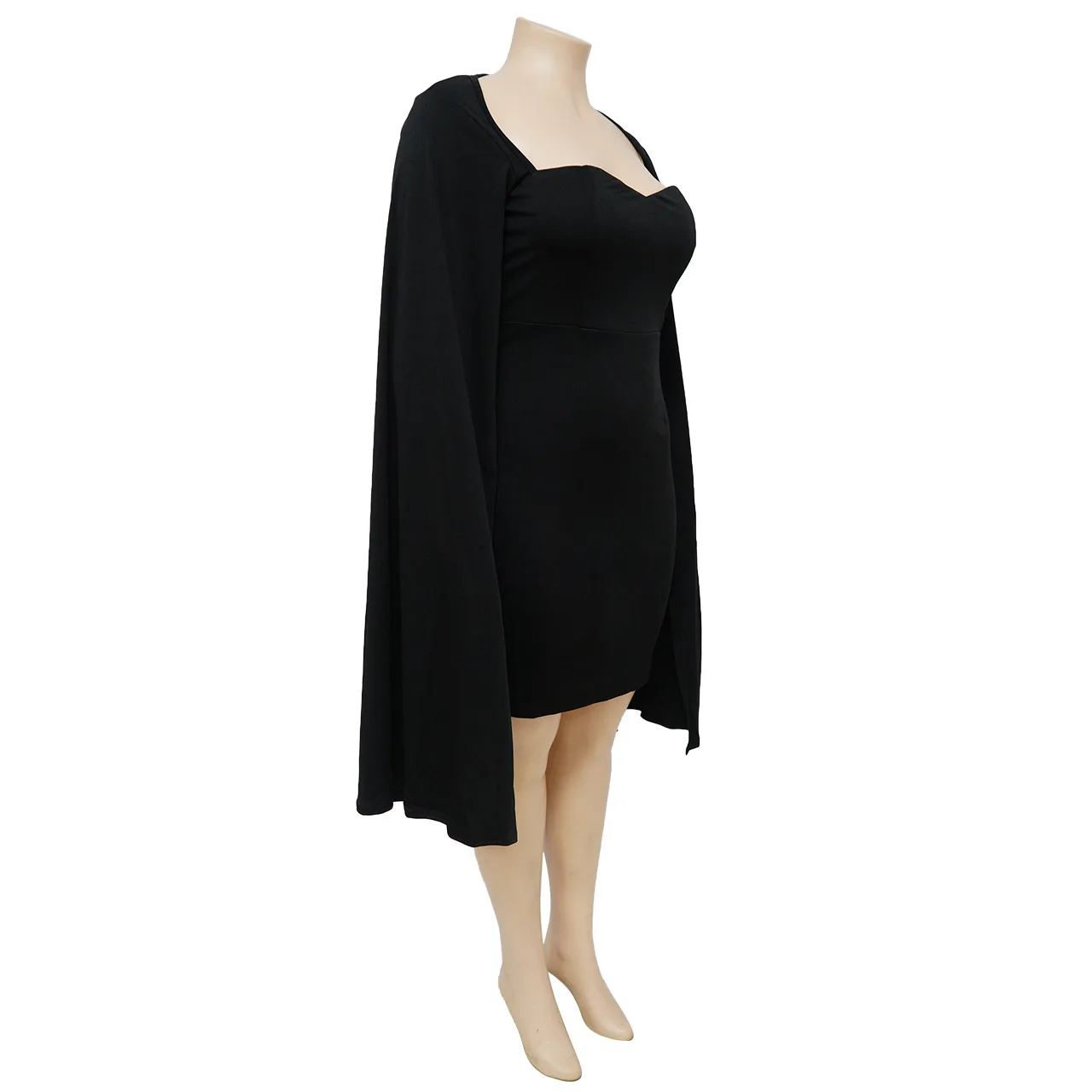 Plus Size Sexy Elegant Party Dress Autumn Long Cloak Sleeves Bodycon Knee Length Dresses Evening Party Club Vestidos Robes 2023