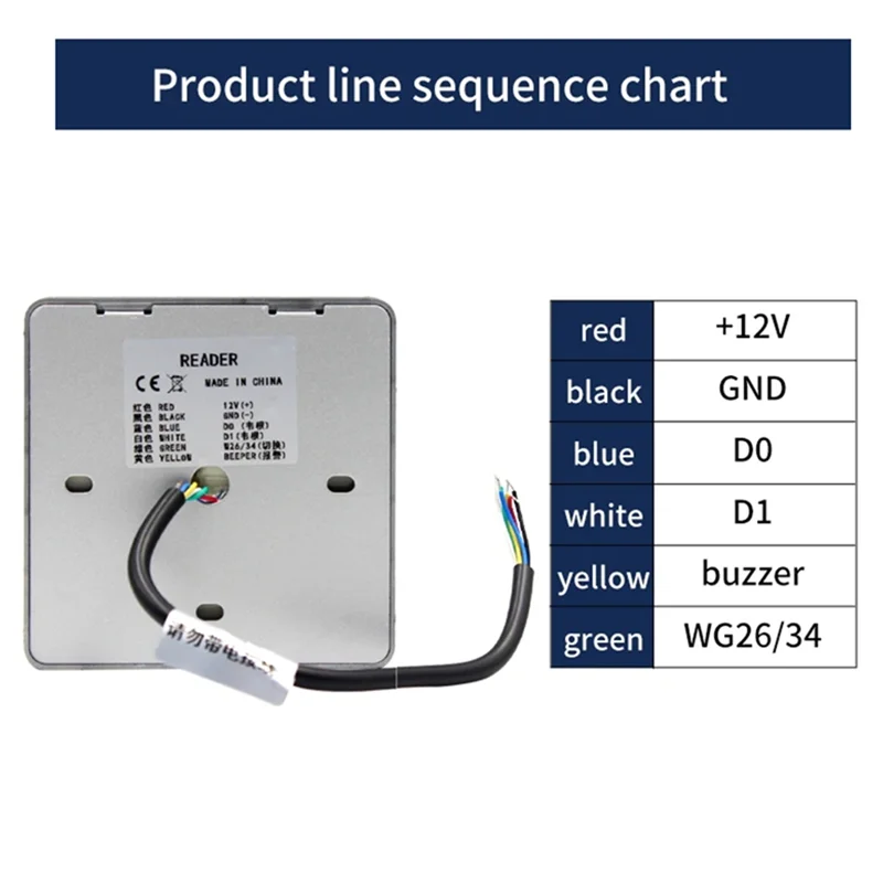 

SQPP-T886R RFID-карта 125 кГц бесконтактная карта контроля доступа ведомый считыватель Wiegand 26 выход водонепроницаемый для контроллера доступа