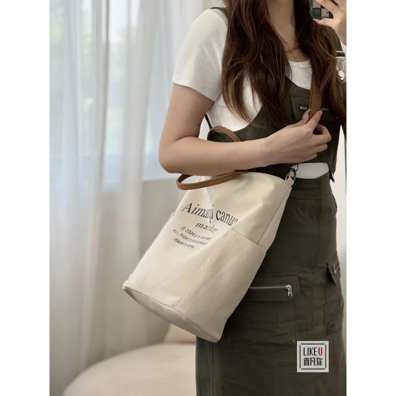 

Original design zipper letter fashion commuter thickened canvas tote student casual versatile portable messenger bag bag