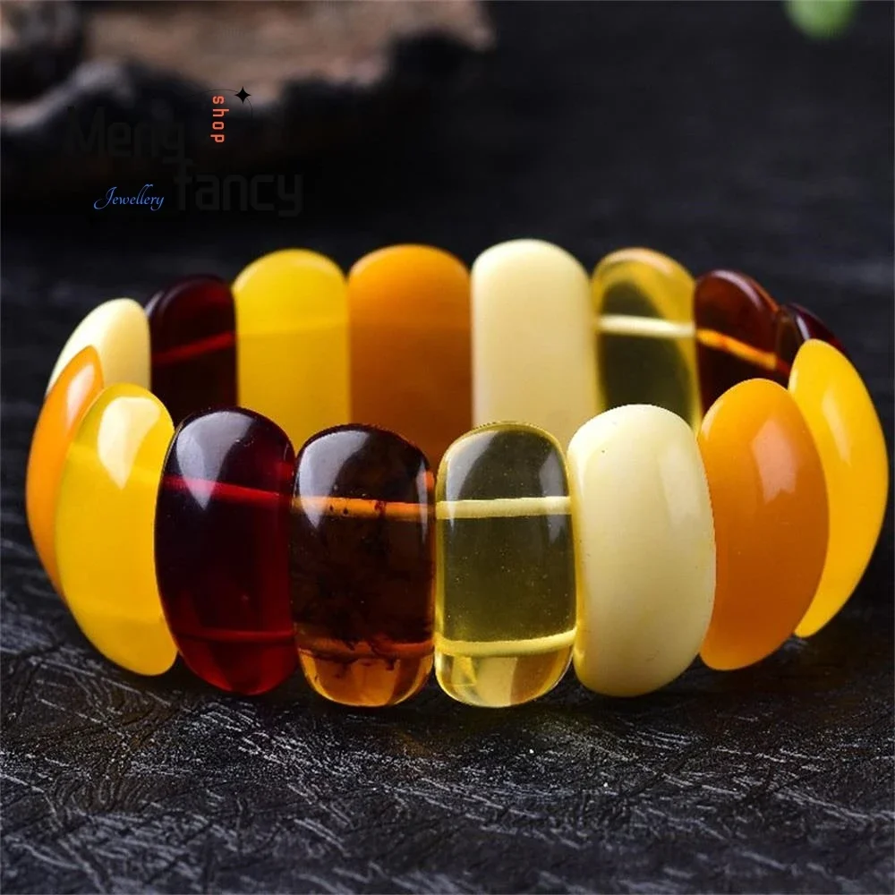 

Natural Amber Beeswax Chicken Fat Yellow Bracelet Simple High-grade Exquisite Fashion Luxury Jewelry Best Selling Holiday Gifts