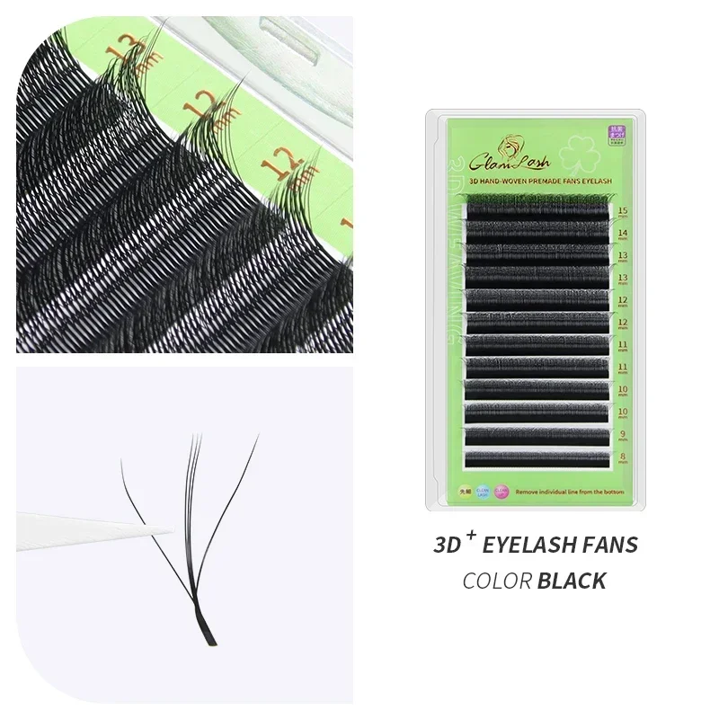 GLAMLASH 3D W Wimpernverlängerung in drei Kerne, vorgefertigte Volumen-Fächerwimpern, W-Stil geformtes natürliches Make-up-Werkzeug für falsche Wimpern