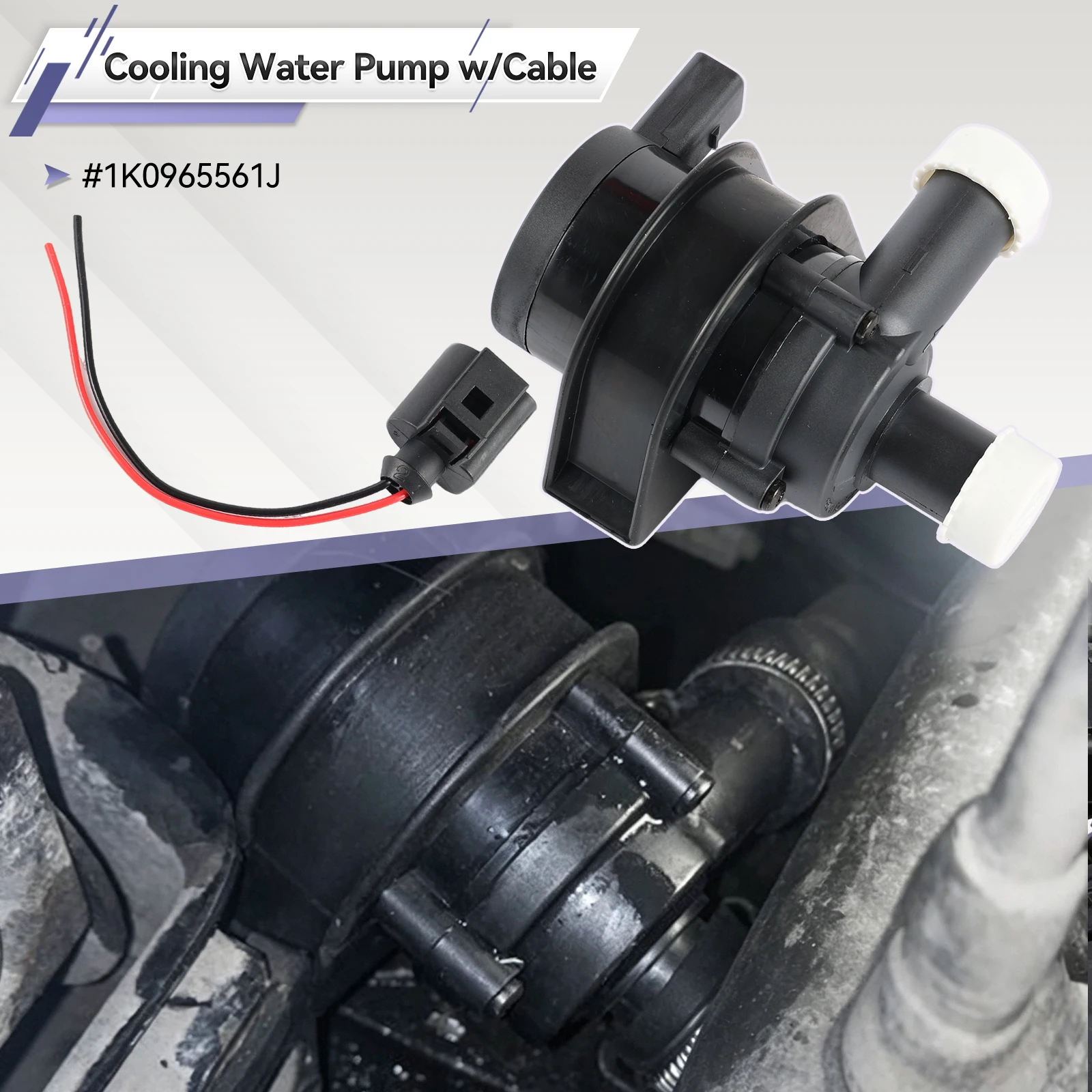 1K0965561J Cooling Water Pump Car Auto Additional Auxiliary Electric 12V for Jetta Golf CC Volkswagen VW Passat B5 B6 Audi A3 - view 3