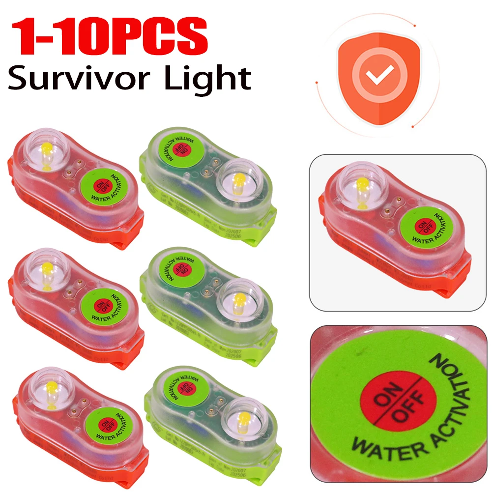 10-1pcs LED Life Jacket Light Energy-Efficient Safety Personal Locator Light Life Vest Signal Light for Swimming Sea Fishing