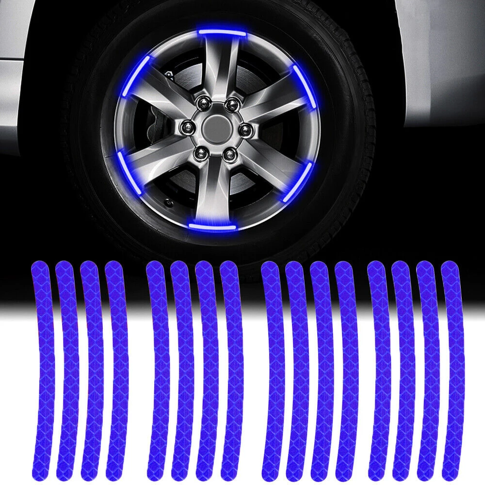 20PCS Car Wheel Tire Hub Reflective Sticker Reflective Stripes Tape Motorcycle Car Night Driving Safety Warning Sticker