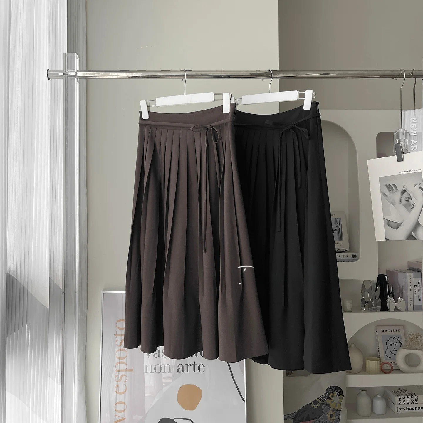 Elegant High Waist Pleated Skirt Commute Korean Style Ceiling Drape Half Body Skirt Slimming A-Line Ladies Skirt
