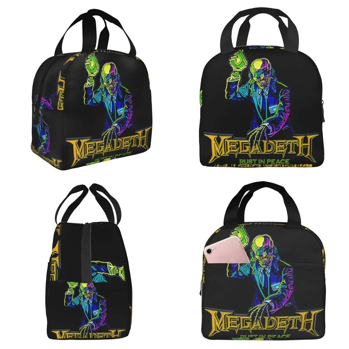

Megadeth Rock Band Dave Mustaine Insulated Lunch Bag for Kids School Cooler Thermal Food Box Tote Portable Lunch Boxes Container