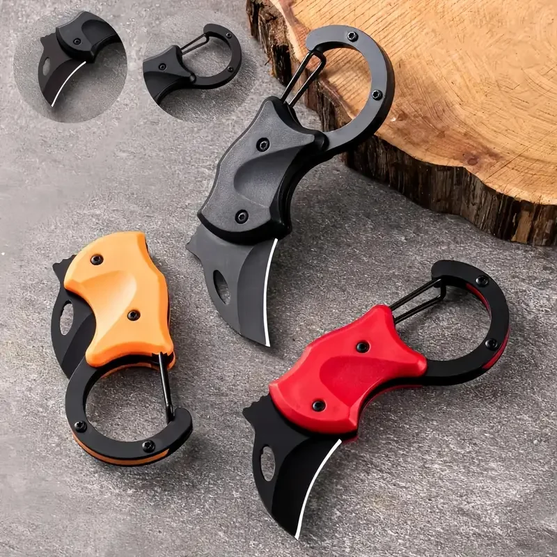 

2pc Mini Fox Necklace Pocket Knife Outdoor Portable Defense Eagle Claw Folding Knife Home Travel Open Box Keychain Folding Knife