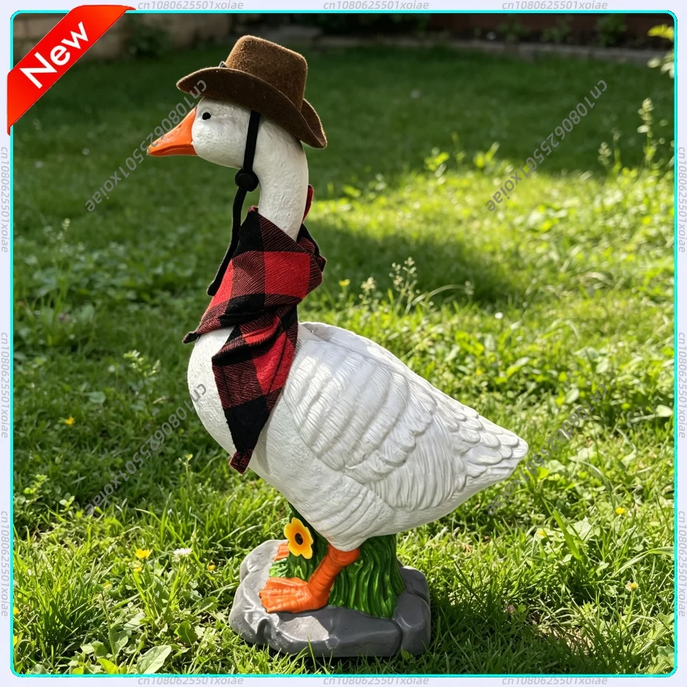 Resin Realistic Large Porch Goose Statue Stone Base with Sand-Fillable Design for Yard Patio Or Porch Decor Home Outdoors