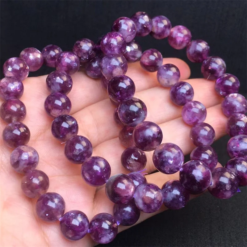 Natural Purple Mica Bracelet Women Healing Gemstone Crystal Strand Bangles Lovers Jewelry Gift 1PCS 10MM