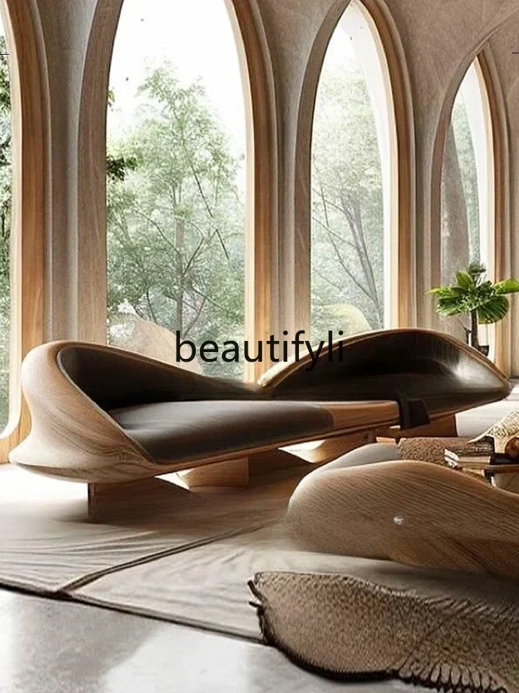 D5556  C  CMedieval sofa living room creative multi-person sofa customization, new solid wood sofa combination