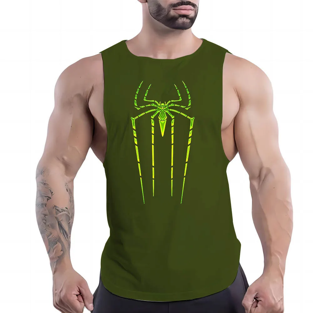 

Four Seasons Fashion Outdoor Sports Multi-Color Vest T-Shirt 2d Spider Print Men'S Round Neck Comfortable Breathable Top