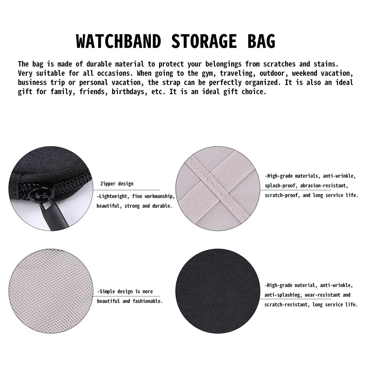 

1pc Luxury Watch Band Storage Case Travel Portable Durable Anti Scratch Large Capacity For Watch Strap Organizer Bag