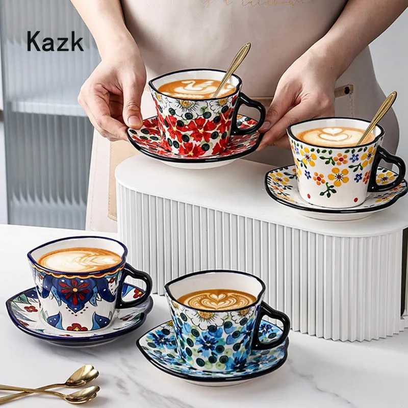 Polish Classical Ceramic Coffee Cup Set High-end Exquisite Couple Mug with Dishes Home Office Afternoon Tea Turkish Coffee Cups