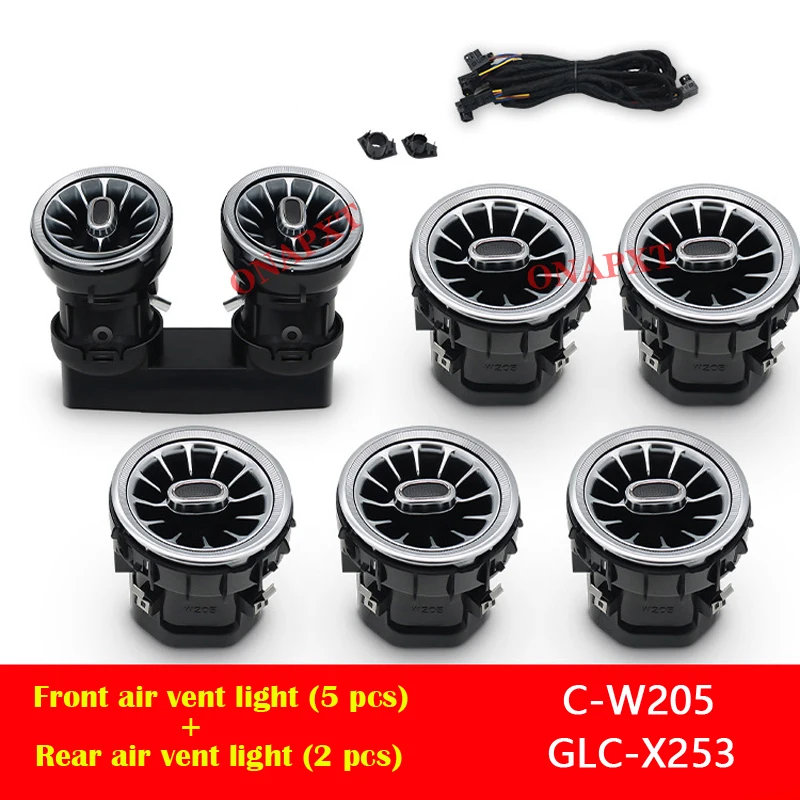 Voor Benz V W447 W464 CLA W117 EEN W176 GLA W156 C W205 W206 GLC X253 E W213 S W222 LED Turbine Lamp Nozzle Air Vent Omgevingslicht