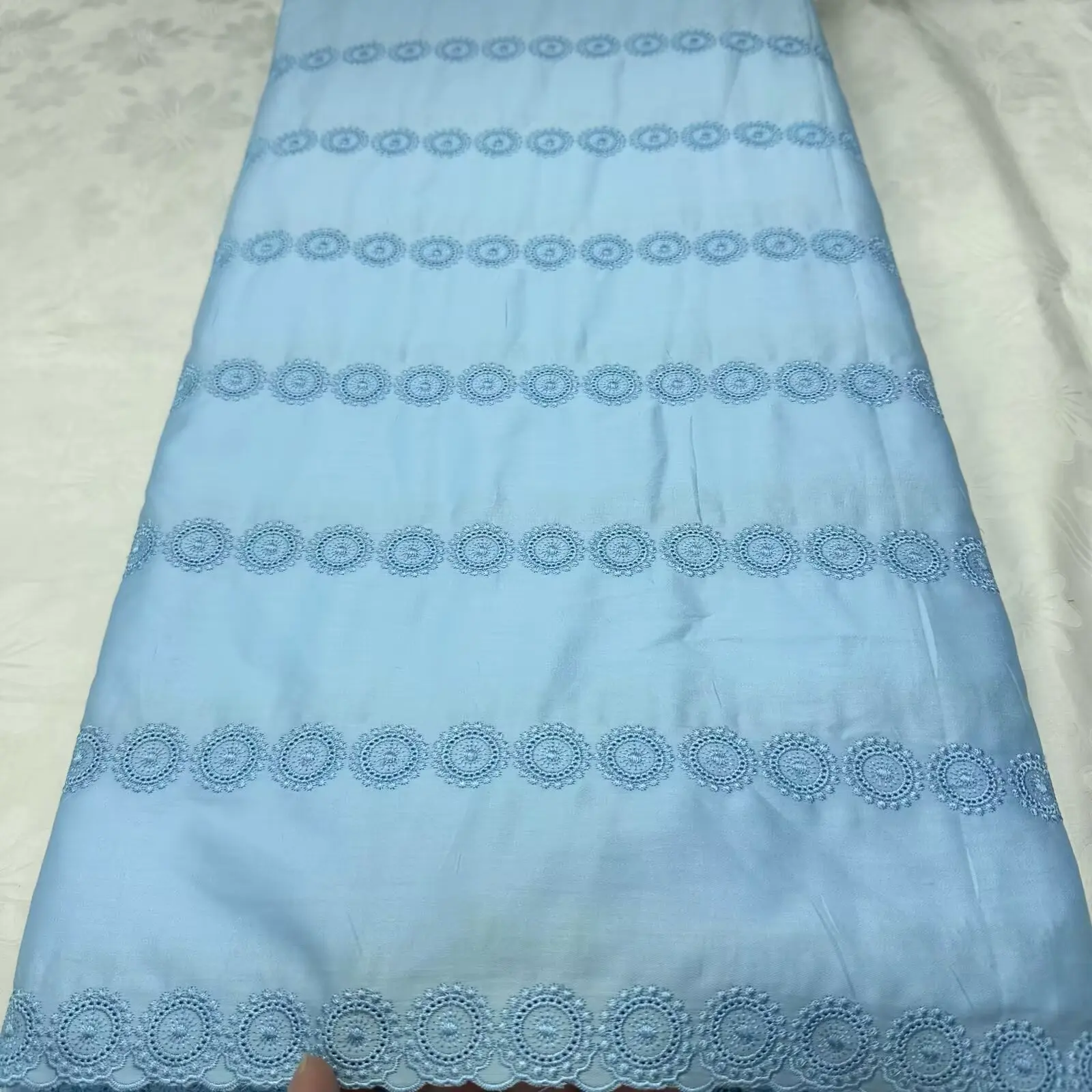 

Latest African 100% Cotton Voile Lace Fabric, 5 Yards Soft Satin Swiss Lace for Men Dress, DIY Sewing Material 16A100