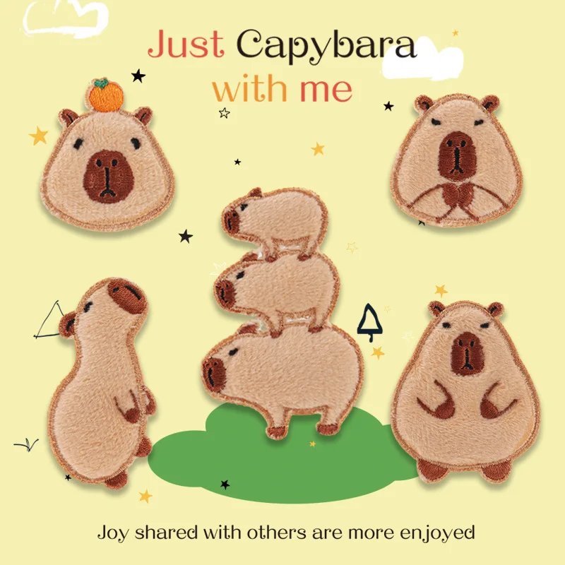 1 Piece Cute Capybara Embroidered Clothing Patches For Clothes Parch Fabric Sticker