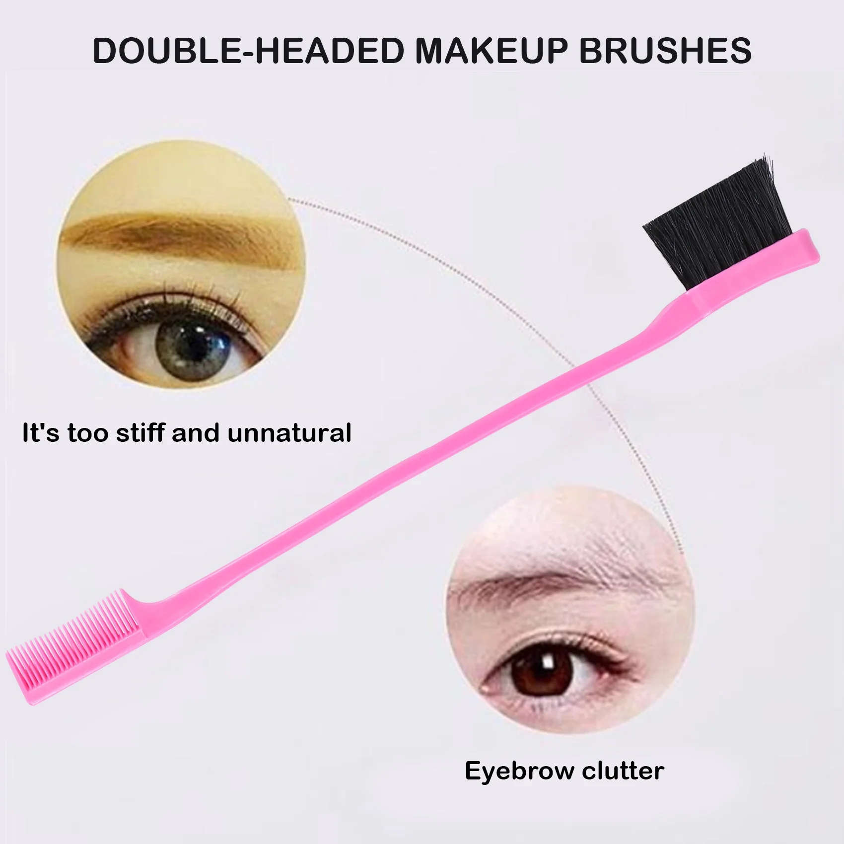 Brosse à cheveux Double face avec contrôle des bords, peigne Combo Pack 2 pièces rose et noir