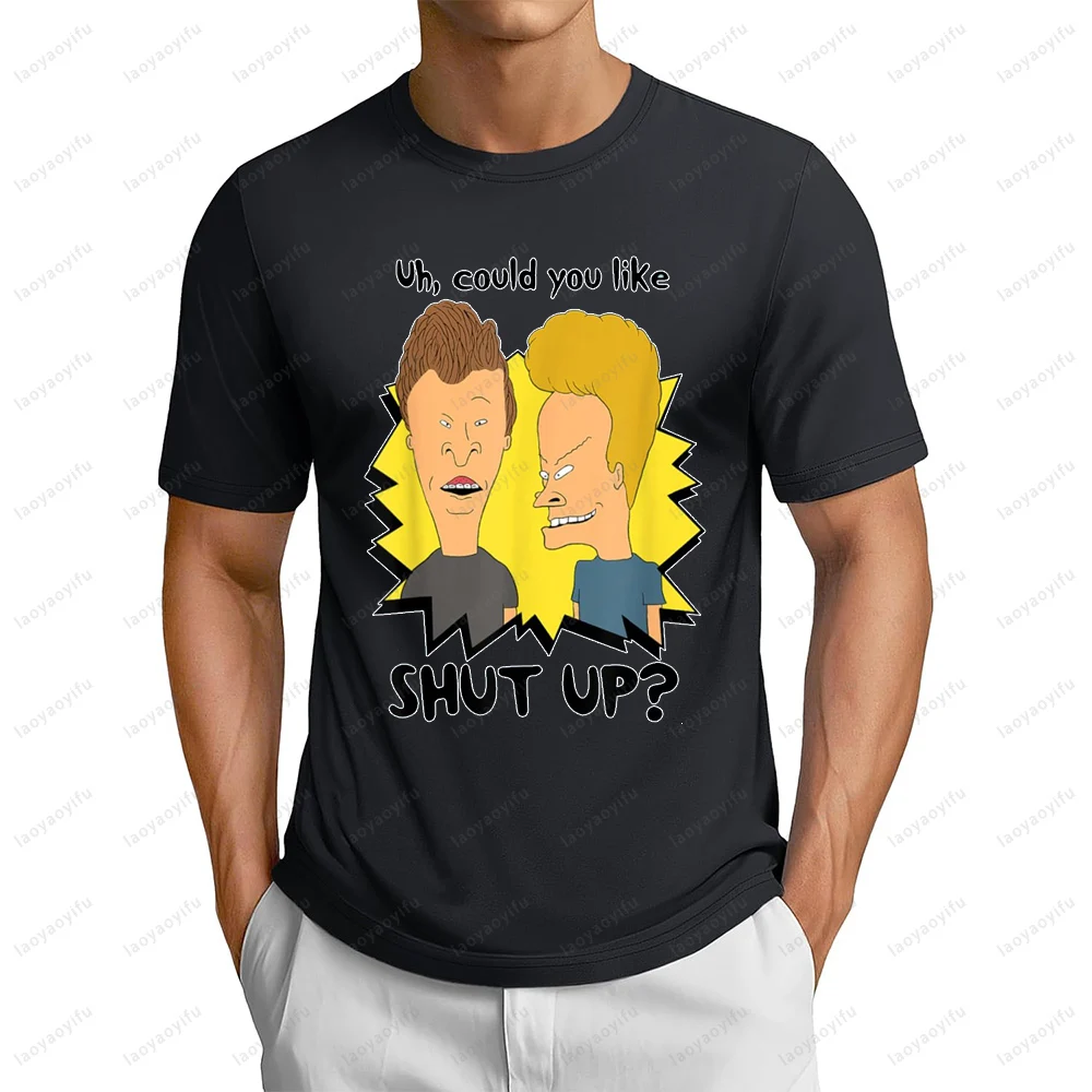 تي شيرت Beavis and بعقب برأس تي شيرت غير رسمي فضفاض Harajuku ملابس الشارع الشهير صيفي بأكمام قصيرة تي شيرت رجالي للتنفس الهيب هوب تي شيرت نسائي