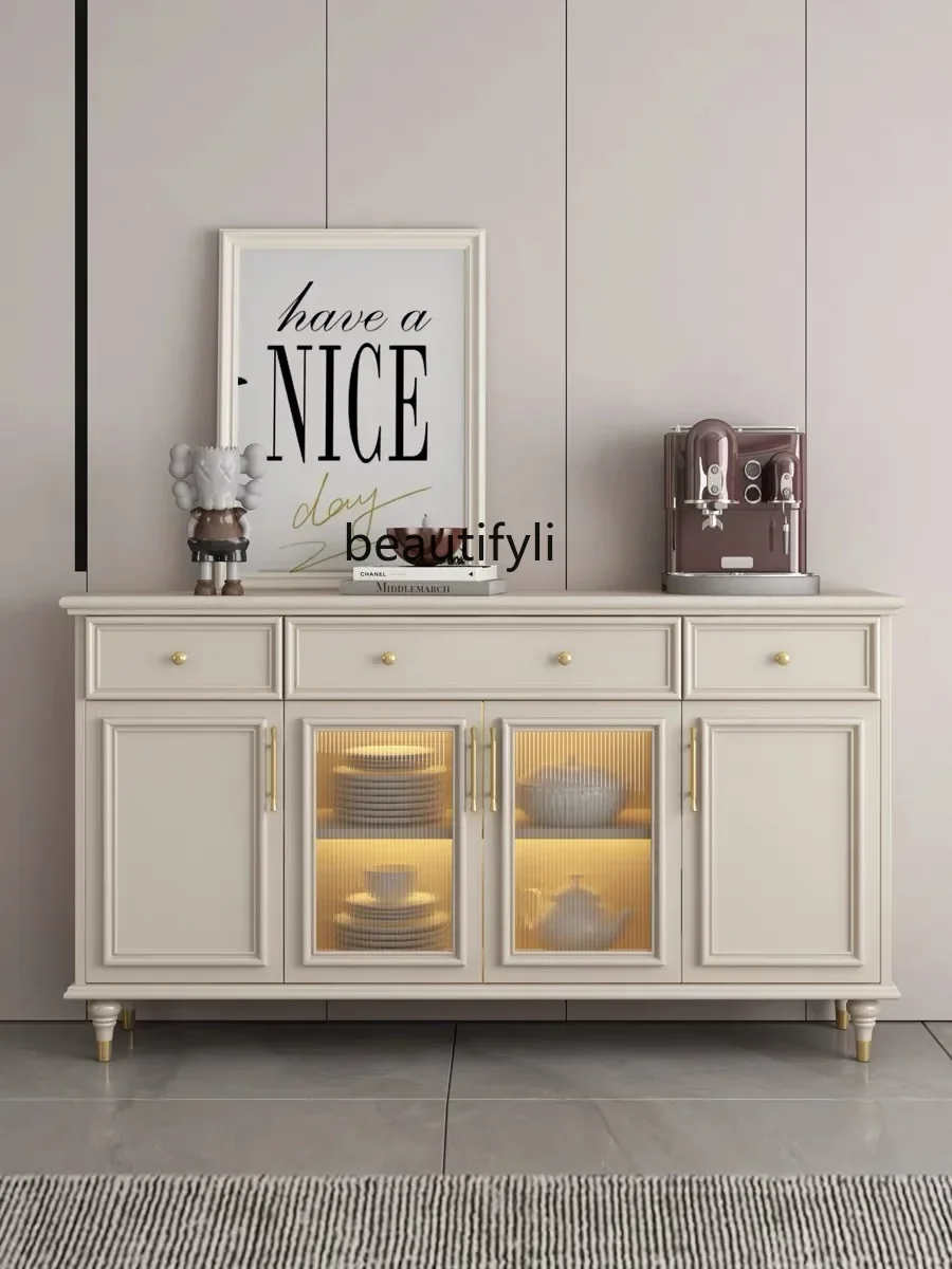 خزانة جانبية من الخشب الصلب الأمريكي، خزانة مشروبات جدارية مدمجة، خزانة شاي مطبخ فاخرة #6