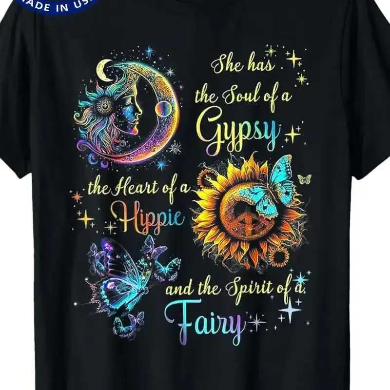 T-shirt She Has Soul Of A Gypsy The Heart Hippie, 180g, 100% fabriqué aux États-Unis