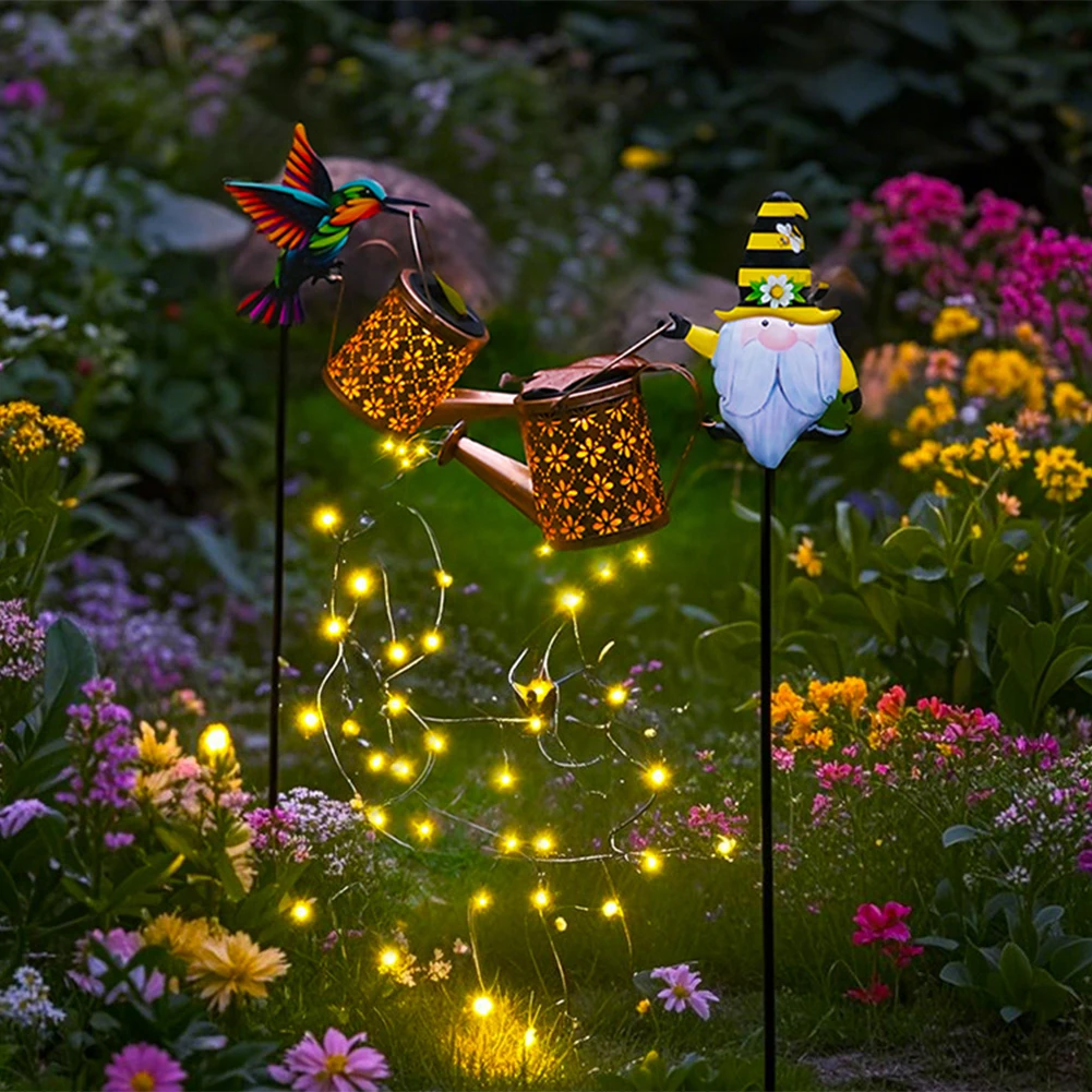 for Your Garden Table Patio Yard Or Pathway Solar Powered Metal Fairy Lights with Bracket Solar Garden Lights with Watering Can