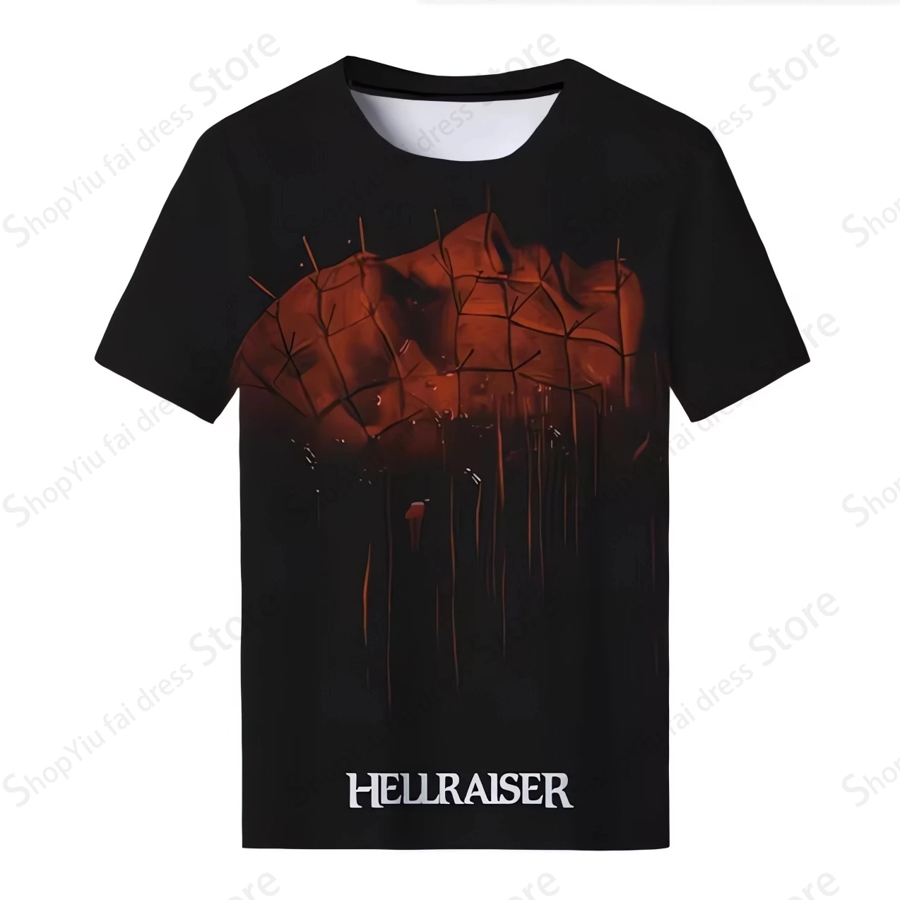 Camiseta de Pinhead para hombre y mujer, camisa de manga corta con estampado de Hellraiser de película de terror en 3d, moda de Hip Hop