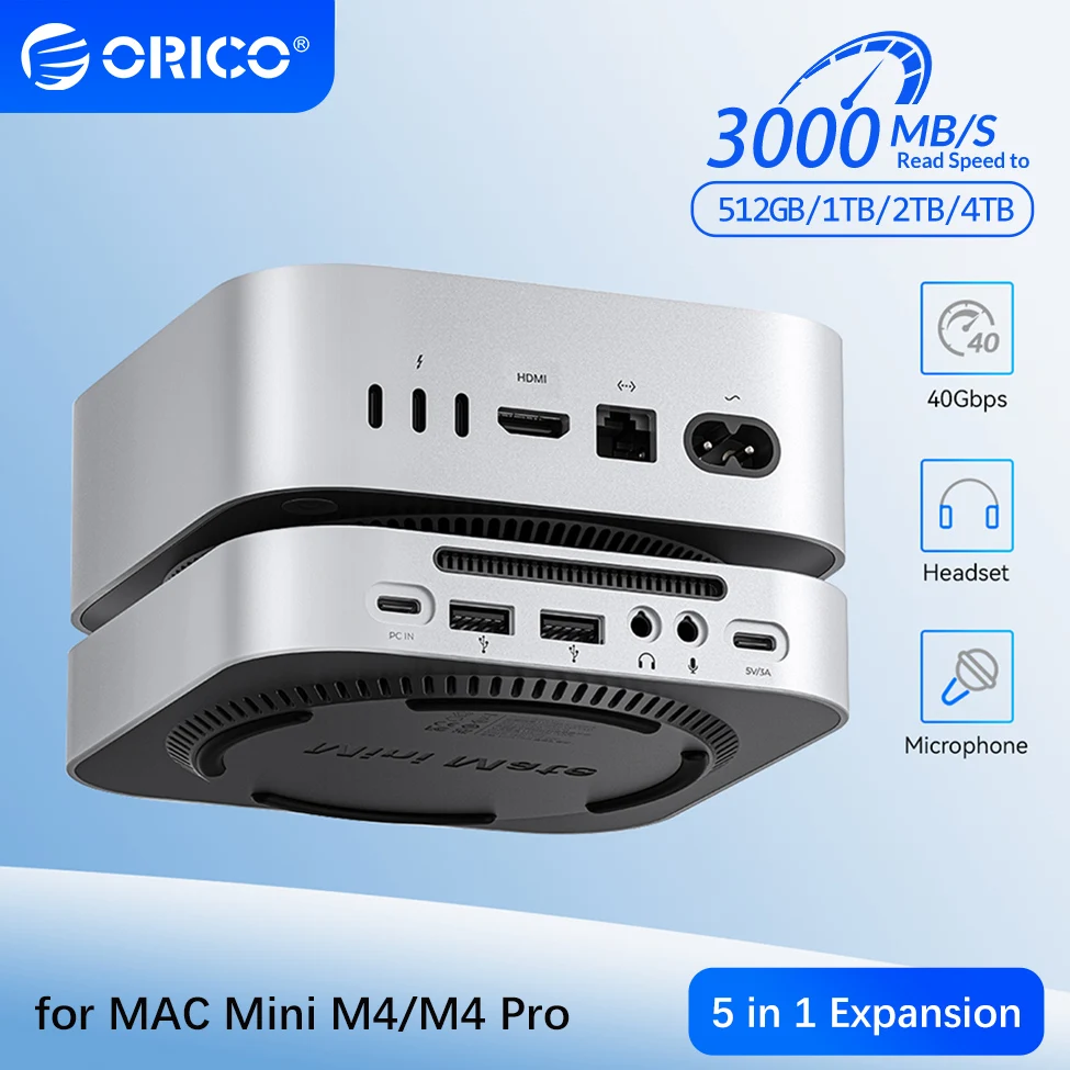 

ORICO 40Gbps USB Hub Docking Station 512G 1TB 2TB PSSD M.2 NVMe SSD USB A Type C Splitter Multi Port Dock for Mac Mini M4/M4 Pro