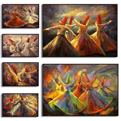 Sufi Whirling Dervish Oil Painting Art Canvas Print Islam Muslim Posters Egypt Wall Art Pictures for Living Room Home Decor