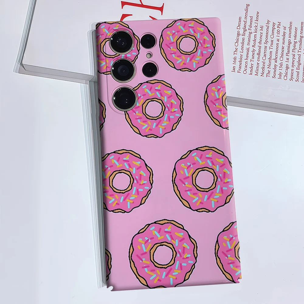 Pink Donuts Sprinkles Luxury Fashion Full Lens Protective Case for Samsung Galaxy S26 S25 S24 A56 A36 Plus Ultra