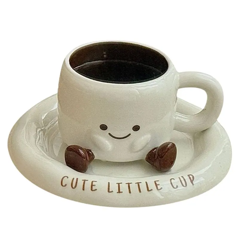 [A38F!NEW!】 Cute Drinkware For Living Room& Home, Aesthetic Mug, Creative Footprint Coffee Cup& Saucer, Hot Sale