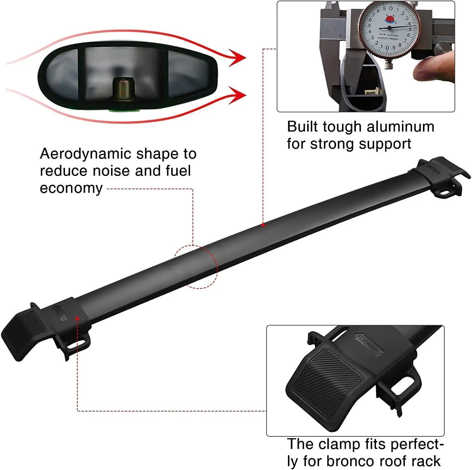 Pair Crossbar Cross Bar Fits for 2021-2023 Ford Bronco 2 4Door with Side Rails