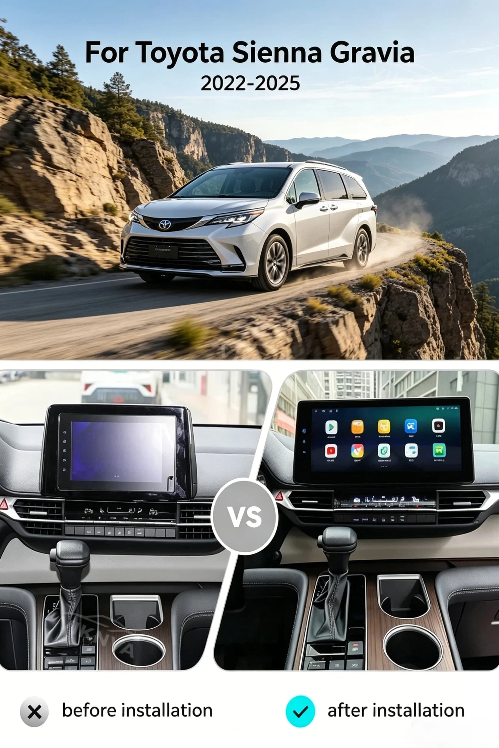 12.3inch For Toyota Sienna 2021~2026 Android Auto Carplay Car Radio Stereo Automotive Multimedia Player GPS Navigation Head Unit