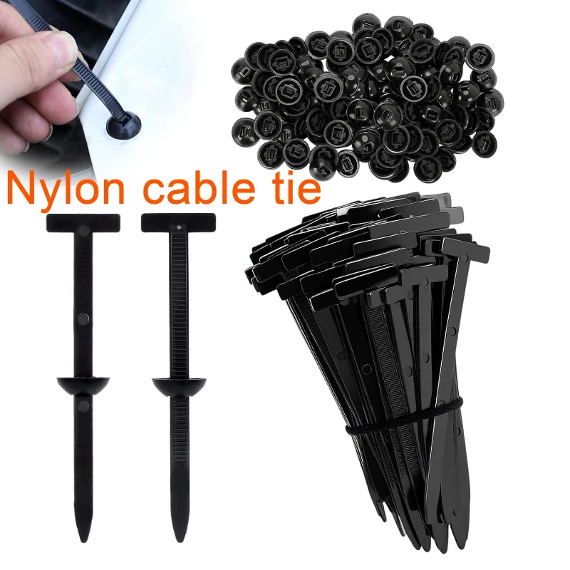 Universal Car Repair Strap Sets Heavy Duty Self Locking Nylon Ribbon Zip Ties With Through The Heart Button For Fastening
