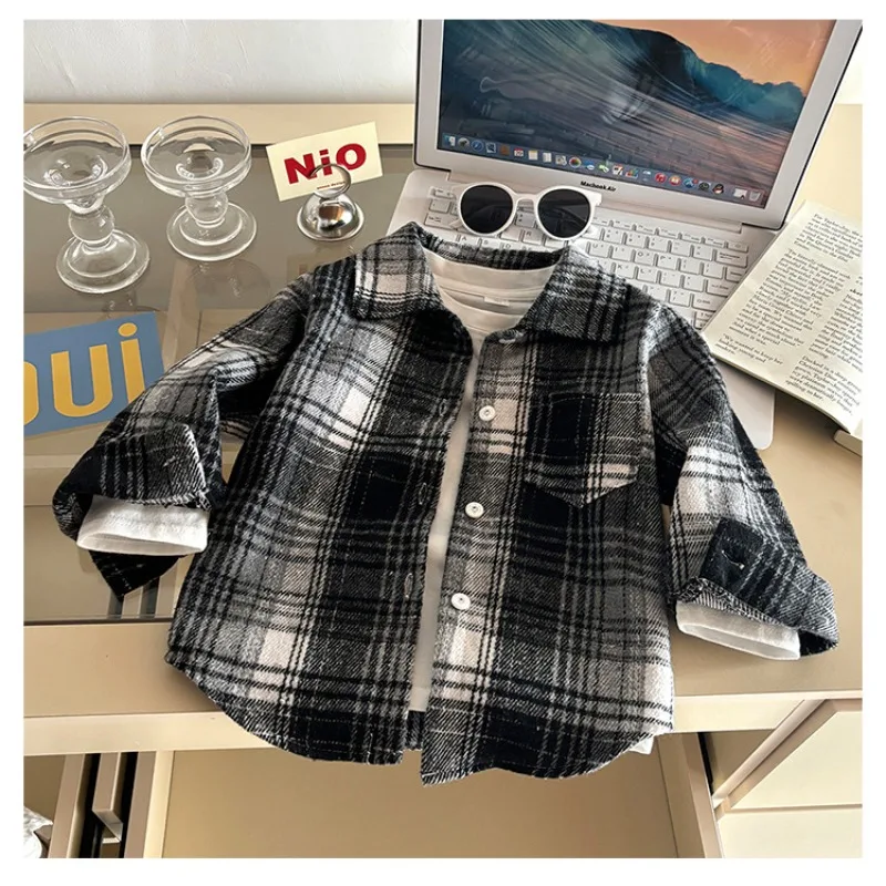 Kinder Jungen Hemd RAISE Herbst Kleinkind Baby Jungen Kariertes Langarm-Oberteil Retro Umlegekragen 2-10 Jahre Kinder Jungen T-Shirt Kleinkind Oberteil – Detail 8