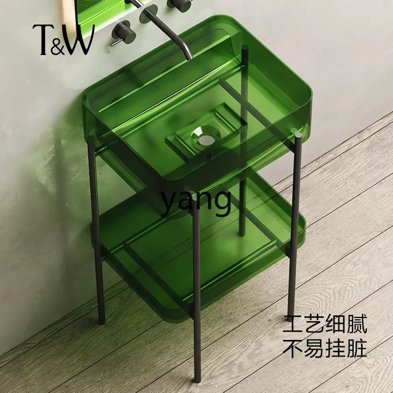 

CX transparent resin bathroom cabinet basin removable double wash basin color household wash