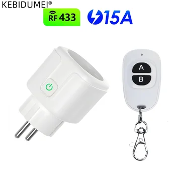 무선 리모컨 스위치, EU FR 스마트 소켓 플러그, 원격 ON OFF, 조명용 전기 콘센트, 433 mhz, 110V, 220V, 15A