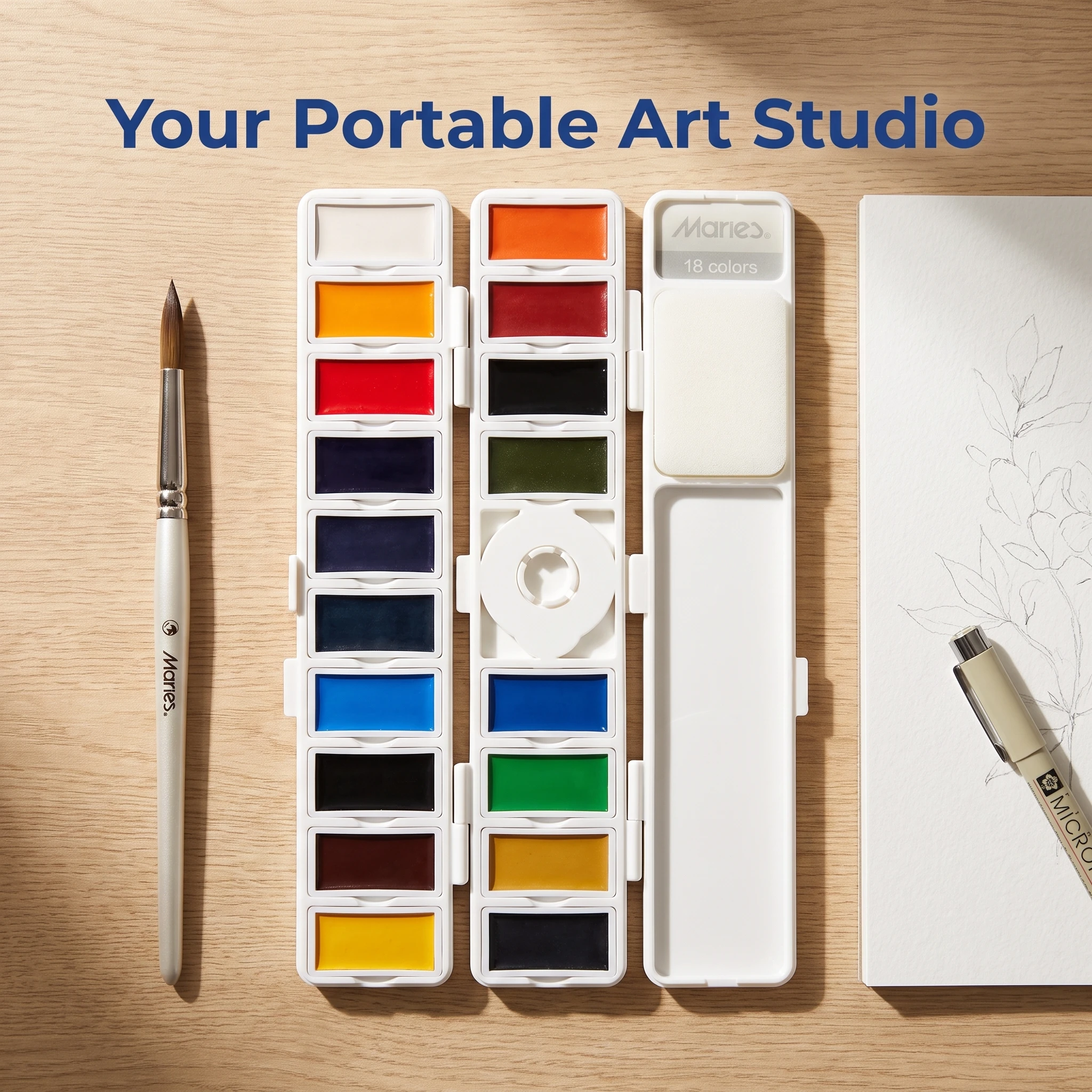 Maries Screen Solid Watercolor 38 Colors 58 Colors Paint Box Portable Painting Student Hand Painted Watercolor Set