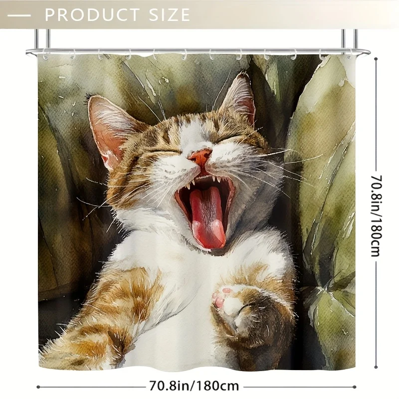 

Занавеска для душа Yawning Cat — время сна с милым котом, украшение для спальни — удобный и шикарный декор для дома