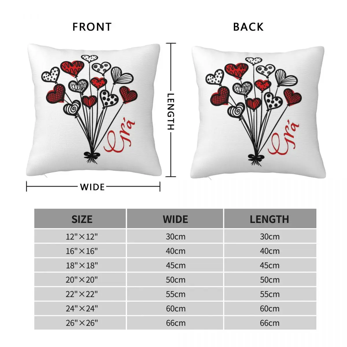 Red Heart Balloons As Gaeilge Square Pillowcase Polyester Linen Velvet Creative Zip Decor Sofa Cushion Cover 45x45