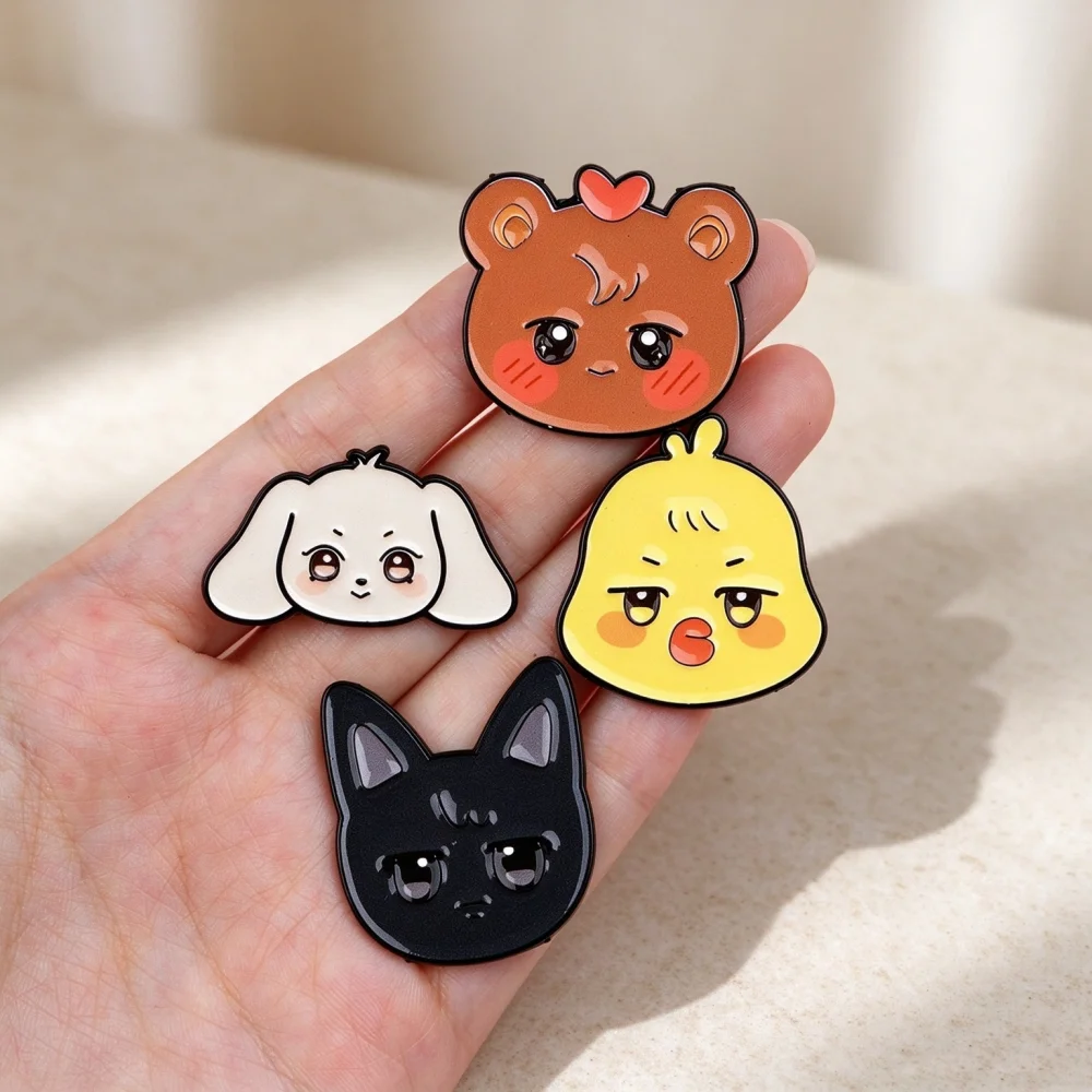 8pcs K-pop Ateez Aniteez Pin Catoon Animals Characters Brooch Hongjoong Seonghwa Yunho Yeosang San Hat Bag Acessories