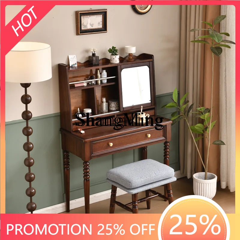 

SM medieval style solid wood dresser small bedroom light luxury storage table retro storage cabinet