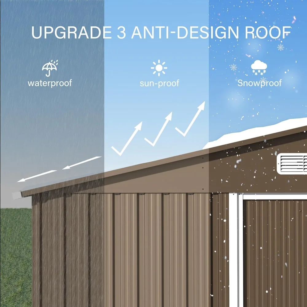 

10FT x 8FT Outdoor Storage Shed with Window and Lockable Doors,Waterproof Metal Garden Tool Shed,Galvanized Steel, Customized