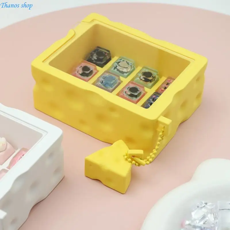 Unique Cheese Themed Keycap Holder Organized Compartments Durability for Keyboards Enthusiasts X37A