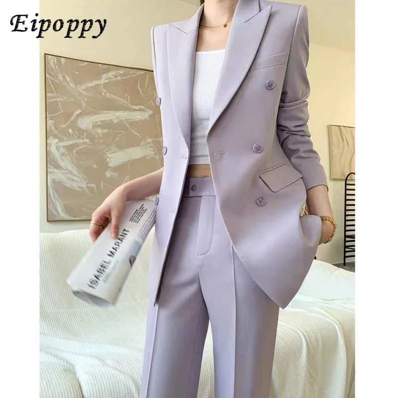 Lavender setelan jas wanita modis modis modis modis jalanan goreng desain rasa kecil