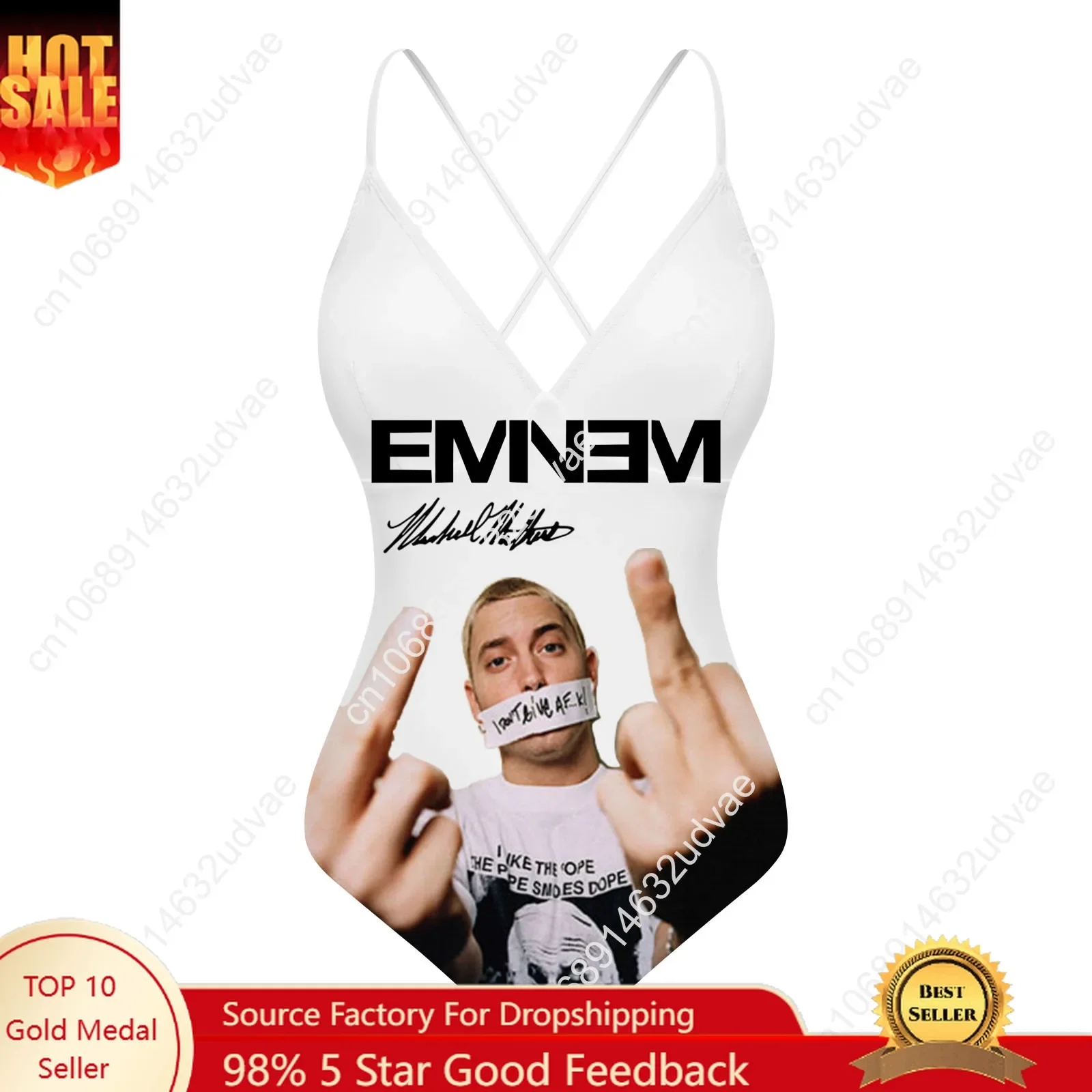 Eminem V-neck Halter Back Swimsuit Womens Bathing Suits Personalized Bikini Pool Party Swimwear Custom Made Beachwear