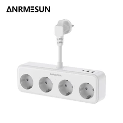 ANRMESUN EU AC plug power wall mounted multi tap socket network filter with USB-C PD 20w Fast charging network filter adapter