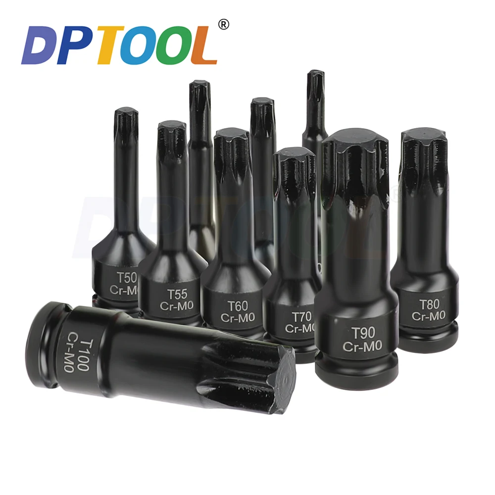 10pcs 1/2 Inch Drive Impact Torx Star Bit Socket Sets T30-T100 Socket Bits Set T30 T40 T45 T50 T55 T60 T70 T80 T90 T100