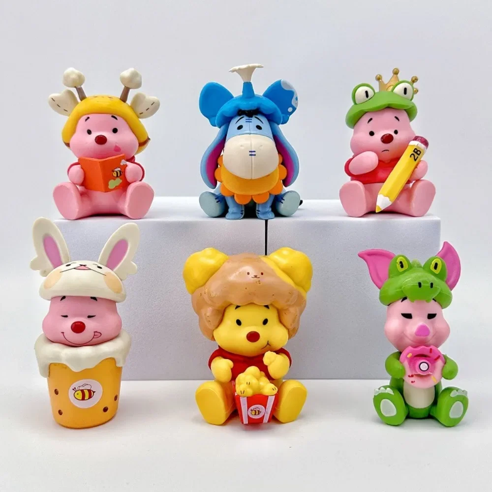 

Disney Winnie The Pooh Piglet Eeyore PVC Solid Food Series Cute Cartoon Garage Kit Dolls Models Six Styles Decoration Ornament