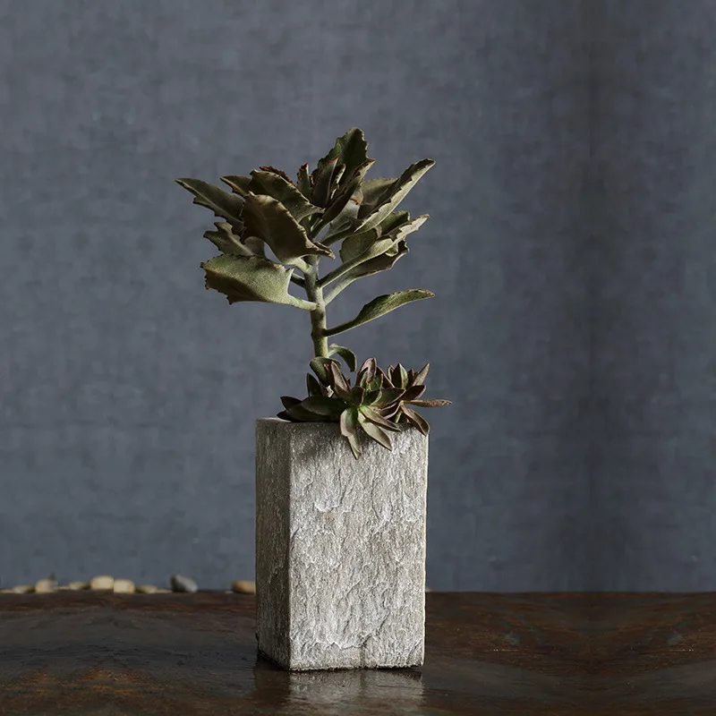 Flower indoor old pile succulent plant mint creative cylindrical Clivia cement imitation stone flower pot